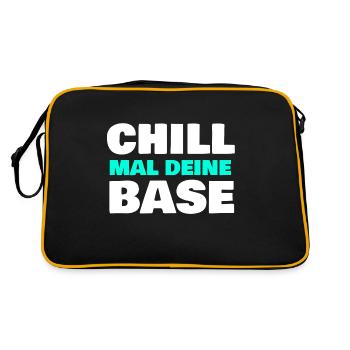 Chill mal deine Base - Retro Tasche - Schwarz/Gold - Hinten