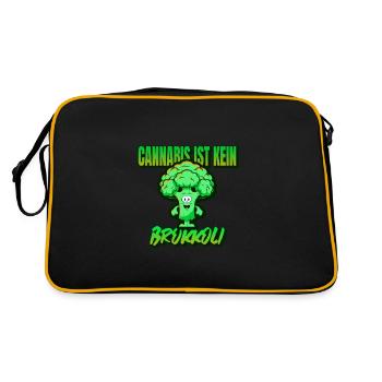 Cannabis ist Kein Brokkoli Fail Spruch Geschenk - Retro Tasche - Schwarz/Gold - Hinten