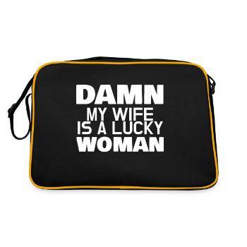 DAMN MY WIFE IS A LUCKY WOMAN - Retro Bag - black/gold - Back