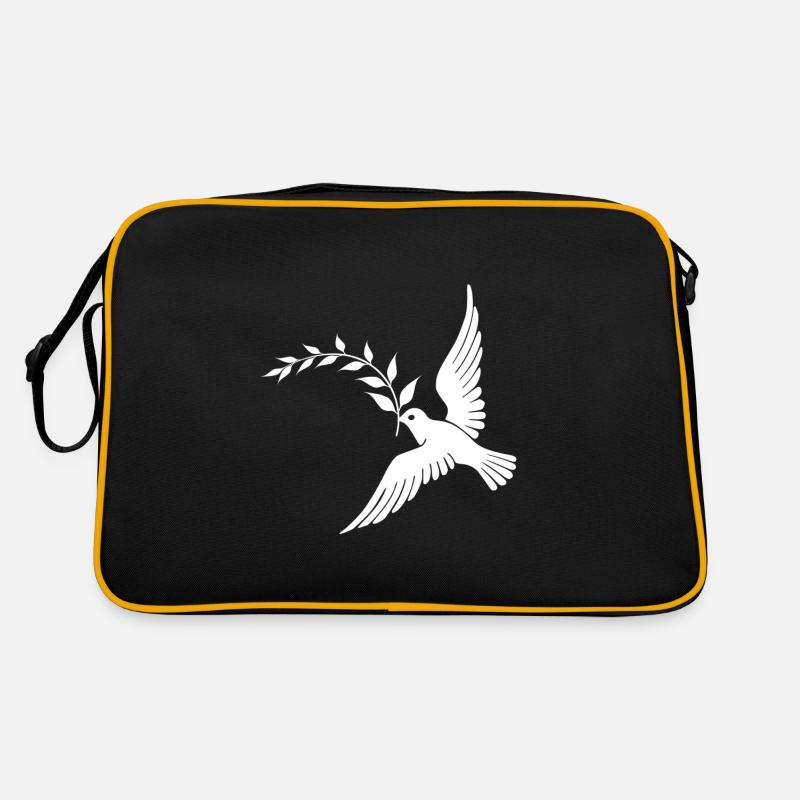 Friedenstaube - Retro Tasche - Schwarz/Gold