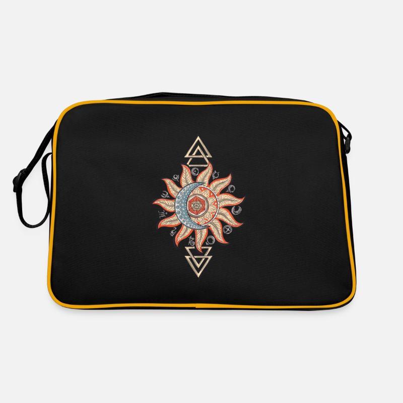 Sun moon hexagram triangle planet symbol - Retro Bag - black/gold