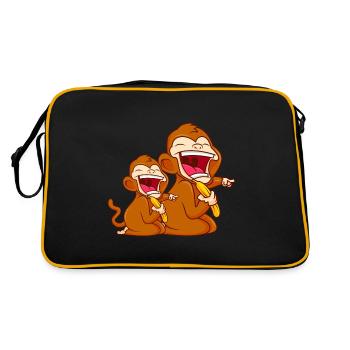singe banane drôle de bande dessinée bébé singe - Sac Retro - noir/or - Dos