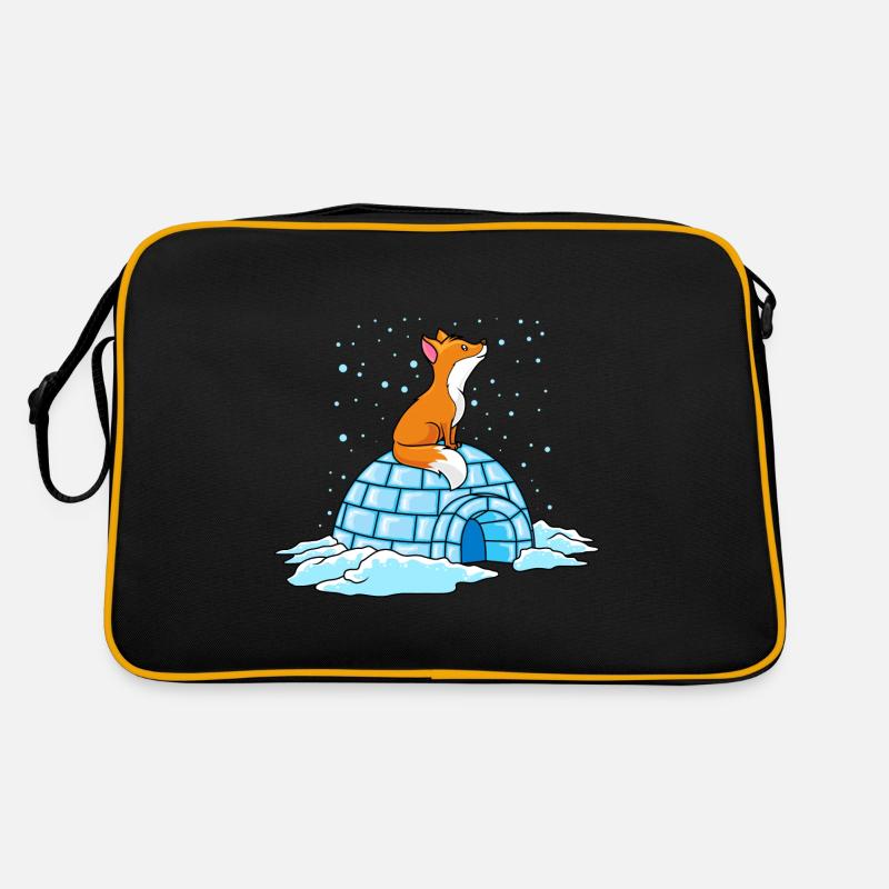 fuchs iglu winter ploar comic Retro Tasche