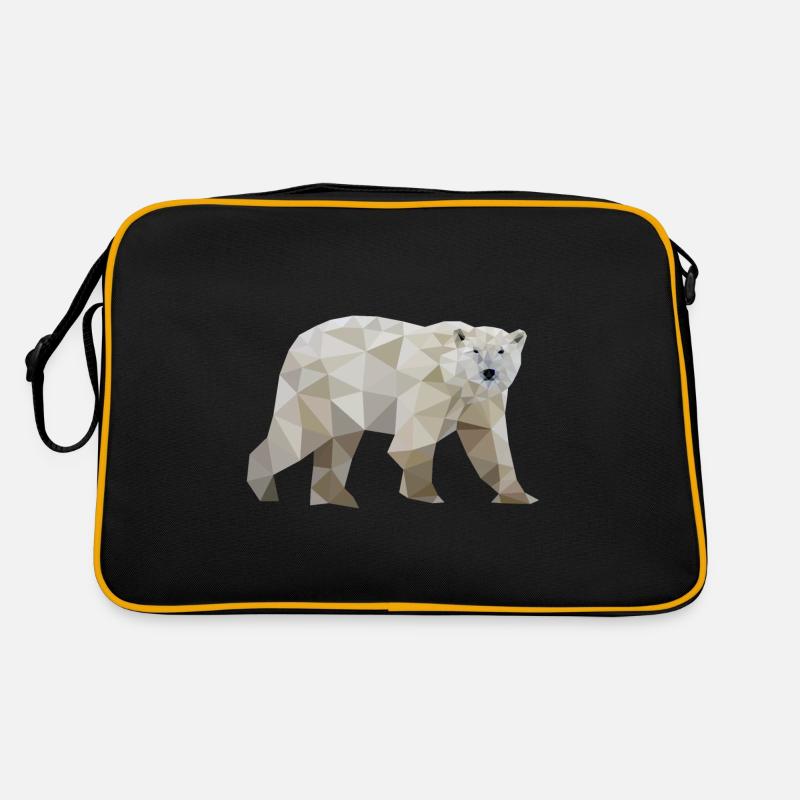 eisbär polygon polarbär - Retro Tasche - Schwarz/Gold