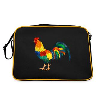 rooster polygon colorful chicken gockel - Retro Bag - black/gold - Back