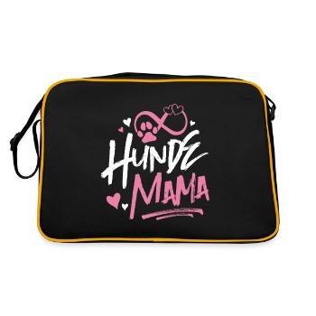Hunde Mama Spruch - Retro Tasche - Schwarz/Gold - Hinten