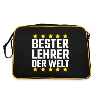 Beste Lehrer der Welt Geschenk für Lehrer Lehrerin - Retro Tasche - Schwarz/Gold - Hinten