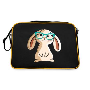 Funny Rabbit With Glasses Cute Rabbit Lover Gift - Retro Bag - black/gold - Back