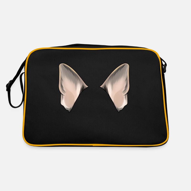 Hundeohren eines Schäferhundes - Retro Tasche - Schwarz/Gold