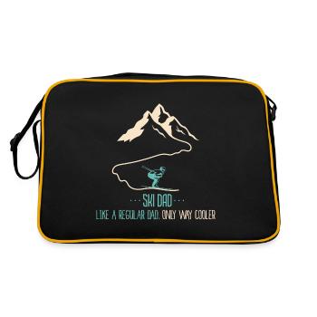 Ski Dad Funny Cute Winter Skiing Gift For Men - Retro Tasche - Schwarz/Gold - Hinten