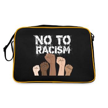 no to racism fist - gegen rassismus, stop racism - Retro Tasche - Schwarz/Gold - Hinten