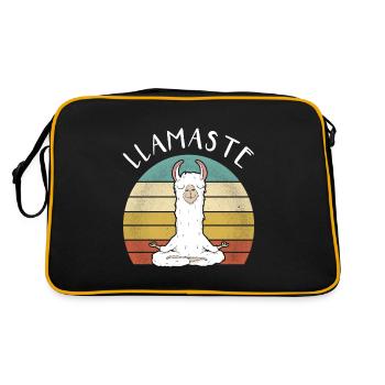 Lamaste - lustige Retro Lama Alpaka Liebhaber Geschenk - Retro Tasche - Schwarz/Gold - Hinten