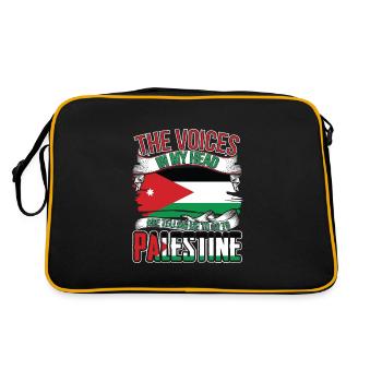Die Stimmen in meinem Kopf Palästina - Retro Tasche - Schwarz/Gold - Hinten