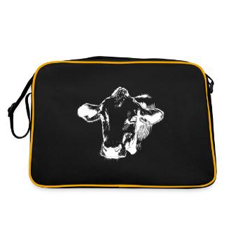 Kuh Kopf - Retro Tasche - Schwarz/Gold - Hinten
