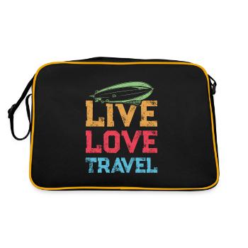 Live Love Travel Zeppelin - Retro Tasche - Schwarz/Gold - Hinten