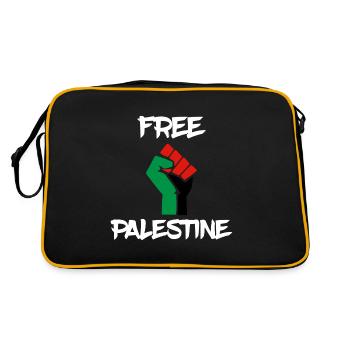 free palestine palestine poing fist - Sac Retro - noir/or - Dos
