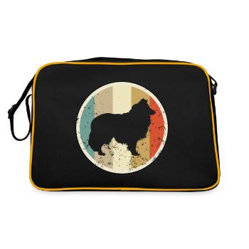 Shetland Sheepdog Sheltie - Retro Tasche - Schwarz/Gold - Hinten