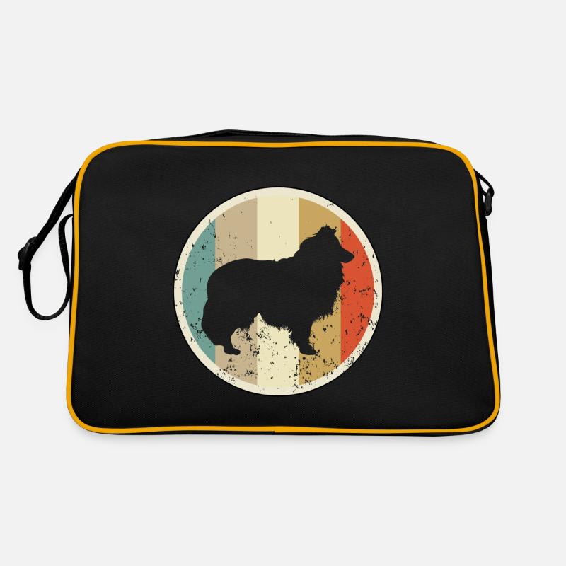 Shetland Sheepdog Sheltie - Retro Tasche - Schwarz/Gold