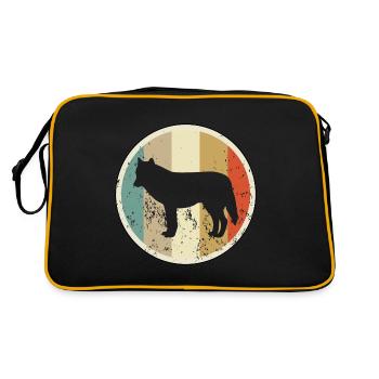 Wolf Wölfe - Retro Tasche - Schwarz/Gold - Hinten