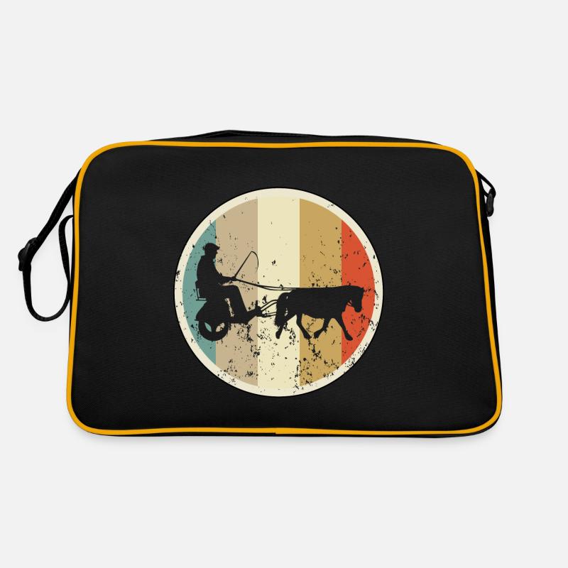 Pferdekutsche Kutsche Kutscher Pferdekarren - Retro Tasche - Schwarz/Gold
