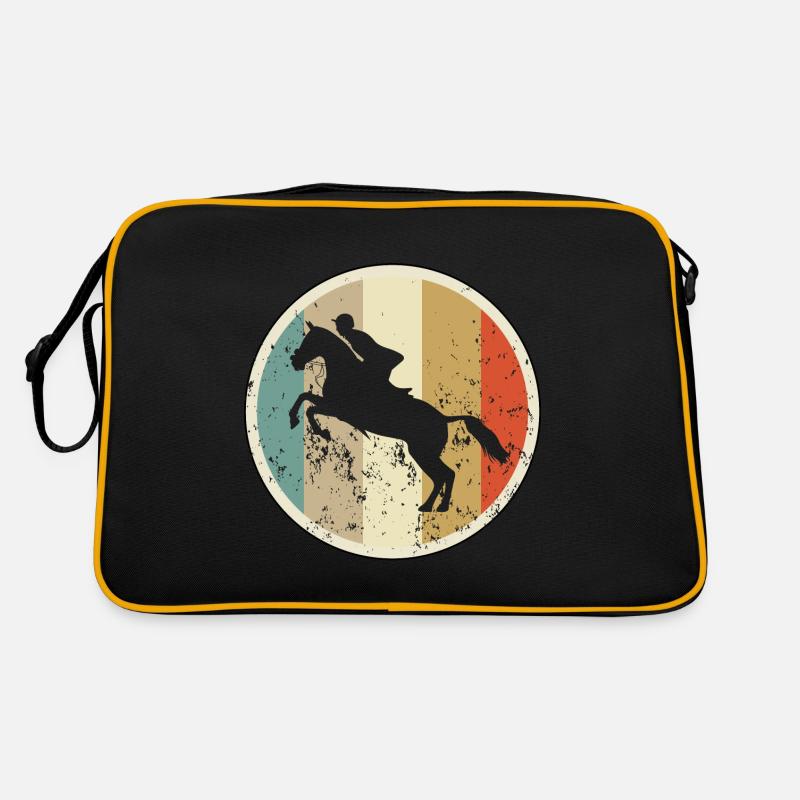 Springreiten Springreiter Springreiterin - Retro Tasche - Schwarz/Gold