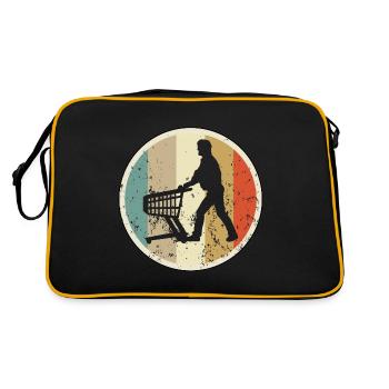 Mann mit Einkaufswagen Supermarkt - Retro Tasche - Schwarz/Gold - Hinten