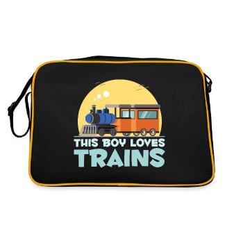 Junge Zug Liebhaber Lokomotive Sohn Kinder Züge - Retro Tasche - Schwarz/Gold - Hinten