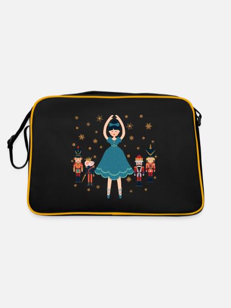Klara Nussknacker Figur Prinz Ballett Weihnachts - Retro Tasche - Schwarz/Gold - Hinten
