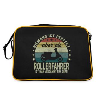 Niemand ist Perfekt aber als Rollerfahrer - Retro Tasche - Schwarz/Gold - Hinten