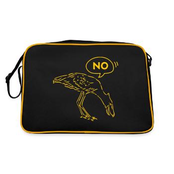 Schuhschnabel Storch Walkopf Vogelliebhaber Vogelb - Retro Tasche - Schwarz/Gold - Hinten