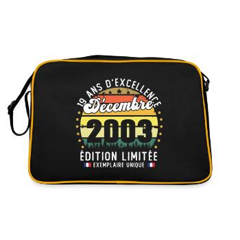 19 Ans Anniversaire Vintage Né en Décembre 2003 - Sac Retro - noir/or - Dos