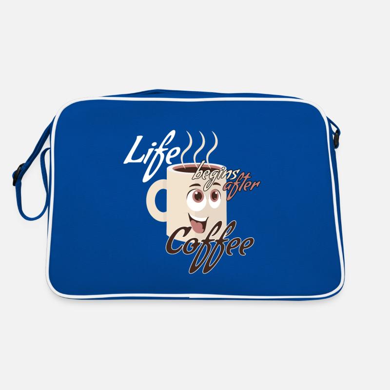 Das Leben beginnt nach einem Kaffee Geschenk Retro Tasche