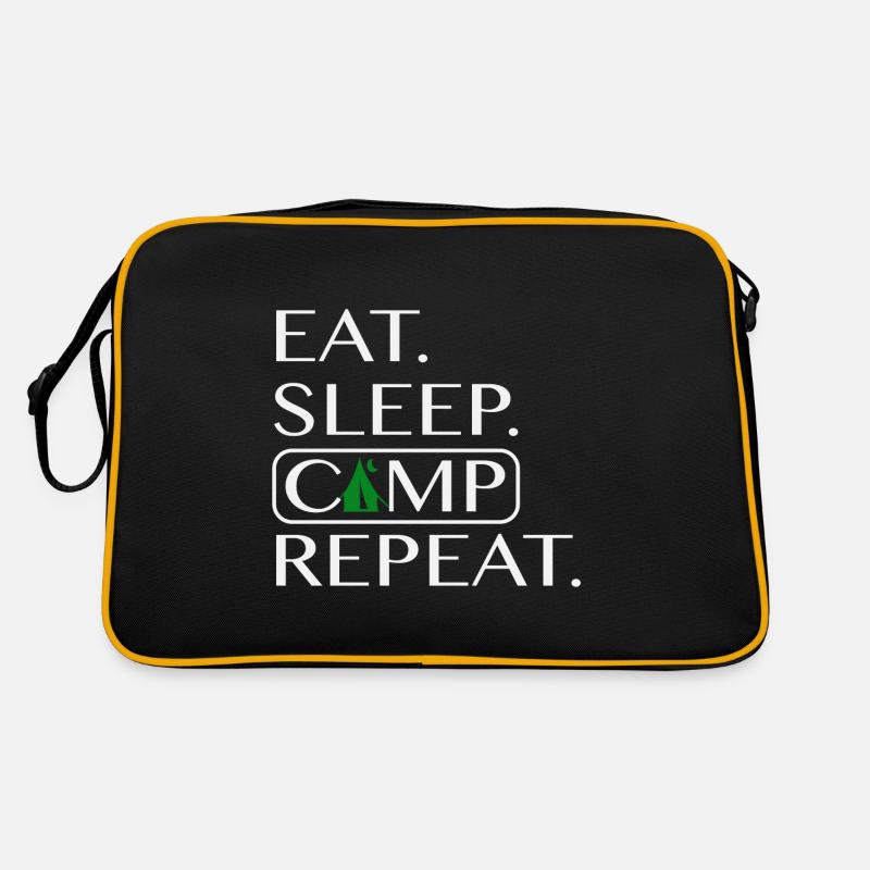 EAT SLEEP CAMP REPEAT Retro Tasche
