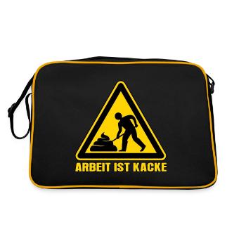 Arbeit ist kacke - Retro Tasche - Schwarz/Gold - Hinten