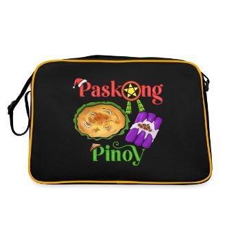 Paskong Pinoy Weihnachtsdesign für Filipinos - Retro Tasche - Schwarz/Gold - Hinten