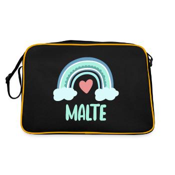 Malte Name Regenbogen Baby - Retro Tasche - Schwarz/Gold - Hinten