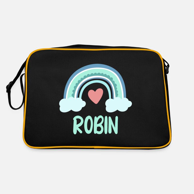 Robin Name Regenbogen Baby Retro Tasche