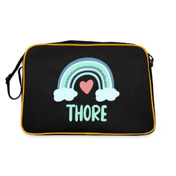 Thore Name Regenbogen Baby - Retro Tasche - Schwarz/Gold - Hinten