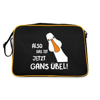 Gans übel - Retro Tasche - Schwarz/Gold - Hinten