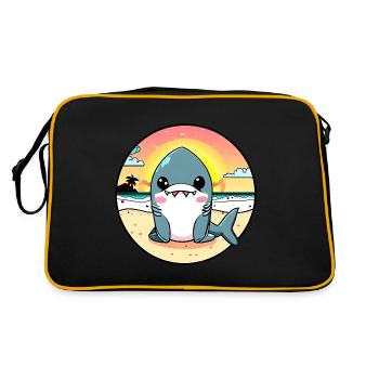 Relaxed shark on the beach - Retro Bag - black/gold - Back