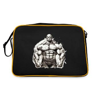 Bodybuilding Bodybuilder Gewichtheben Kraftsport - Retro Tasche - Schwarz/Gold - Hinten