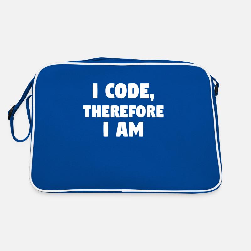 I Code, Therefore I Am! #ProgrammingLife Retro Tasche