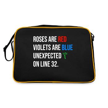 Roses are red, violets are blue unexpected '{' - Retro Tasche - Schwarz/Gold - Hinten