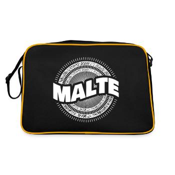 Name Malte - Retro Tasche - Schwarz/Gold - Hinten
