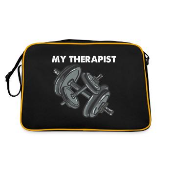 Mein Therapeut Bodybuilding Gewichtheben - Retro Tasche - Schwarz/Gold - Hinten