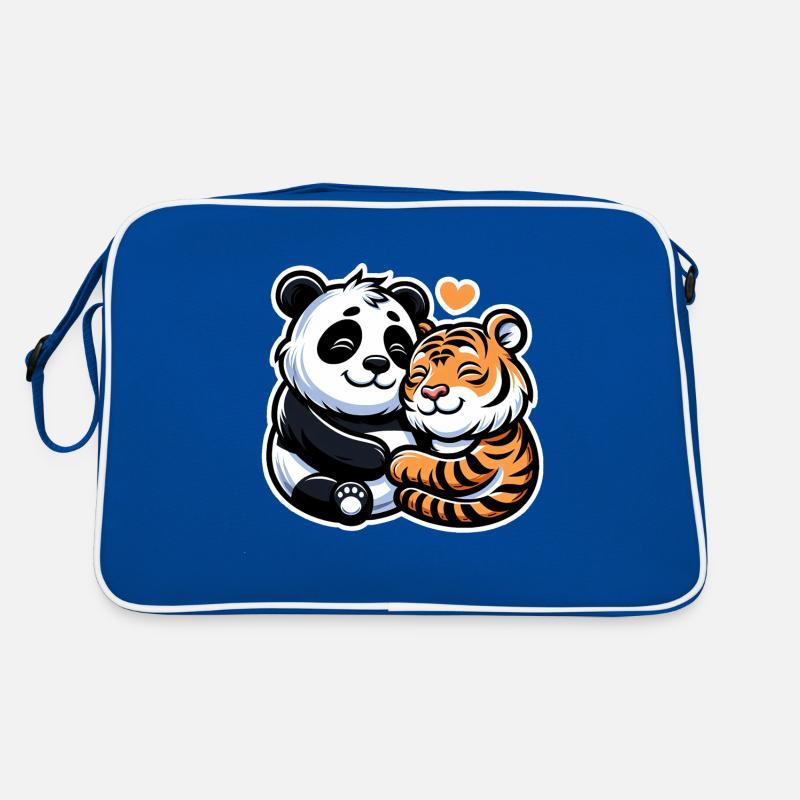 Cuddling Panda And Tiger In Love Retro Bag