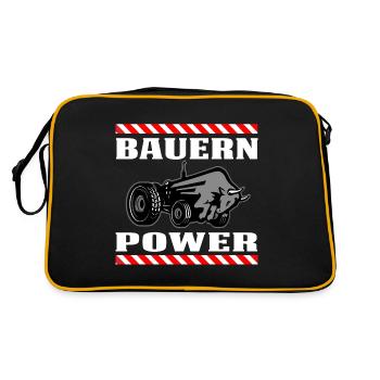 Bauern Power - Retro Tasche - Schwarz/Gold - Hinten