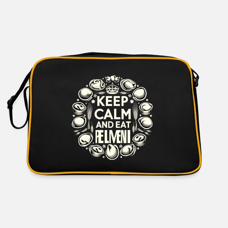Bleib ruhig und iss Pelmeni Geschenk Retro Tasche