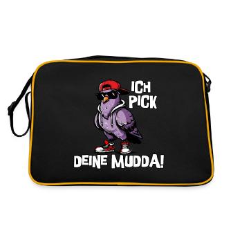 Ich pick deine Mudda - Retro Tasche - Schwarz/Gold - Hinten