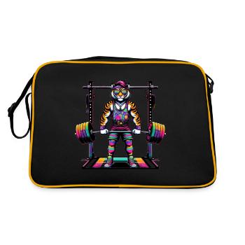 Muscular Rainbow Tiger Deadlifting - Retro Bag - black/gold - Back